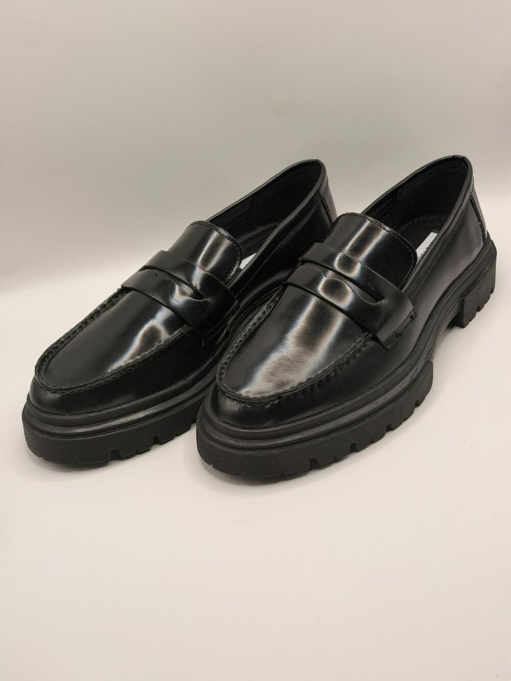 Steve Madden Men's Zeb Black Leather Penny Loafer Sz 7